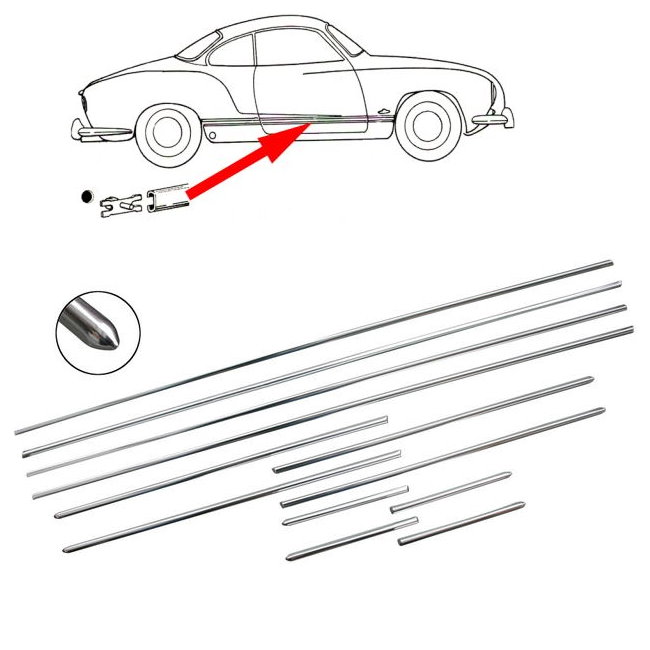 Moulures Karmann Ghia, 12 pièces 60-74 Qualité Allemande