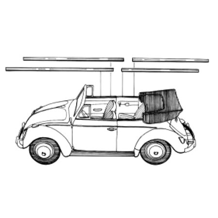 Kit moulures lèche-vitre en chrome pour Type 1 cabriolet -07/64 (8pcs)